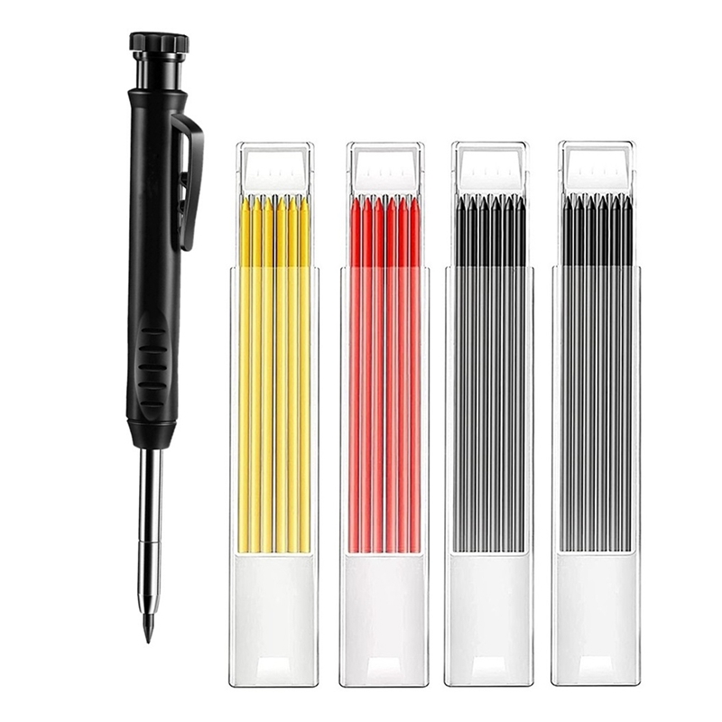 25 조각 솔리드 카펜터 연필 깎이 세트 포함 1 목수 연필 마커 24 기계 연필 리필